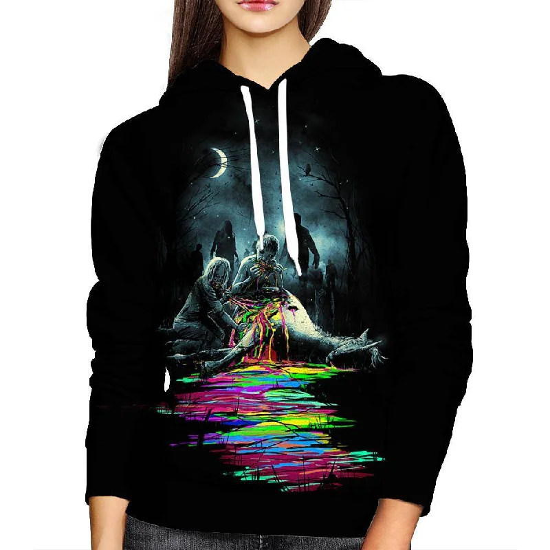 Midnight Snack Womens Hoodie Hoodie with Exposed Zipper Edgy Industrial