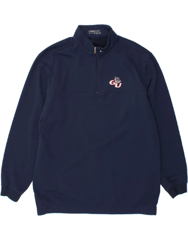 NIKE Mens Zip Neck Sweatshirt Jumper UK 46/48 XL Navy Blue Polyester Hoodie with Oversized Fit Loose Comfortable NIKE Mens Zip Neck Sweatshirt Jumper UK 46/48 XL Navy Blue Polyester Hoodie with Oversized Fit Loose Comfortable