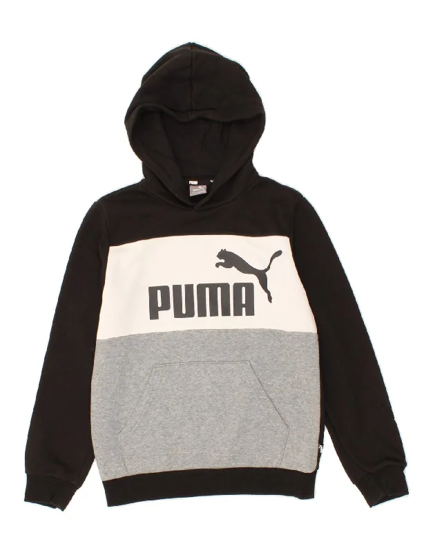 PUMA Boys Graphic Hoodie Jumper 11-12 Years Large Black Colourblock Hoodie with Velcro Closure Adjustable Secure PUMA Boys Graphic Hoodie Jumper 11-12 Years Large Black Colourblock Hoodie with Velcro Closure Adjustable Secure