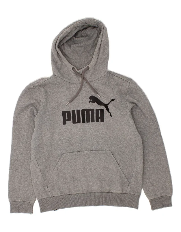 PUMA Mens Graphic Hoodie Jumper Small Grey Cotton Hoodie with Hem Fringe Bohemian Relaxed PUMA Mens Graphic Hoodie Jumper Small Grey Cotton Hoodie with Hem Fringe Bohemian Relaxed