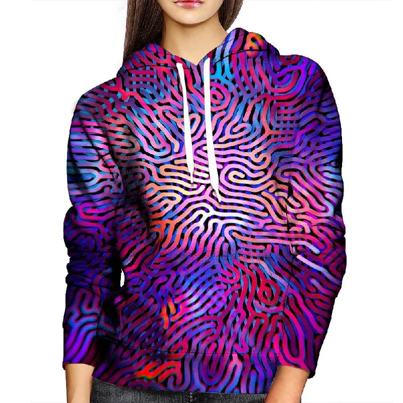 Purple Maze Womens Hoodie Cotton Hoodie Fleece Lining Warmth
