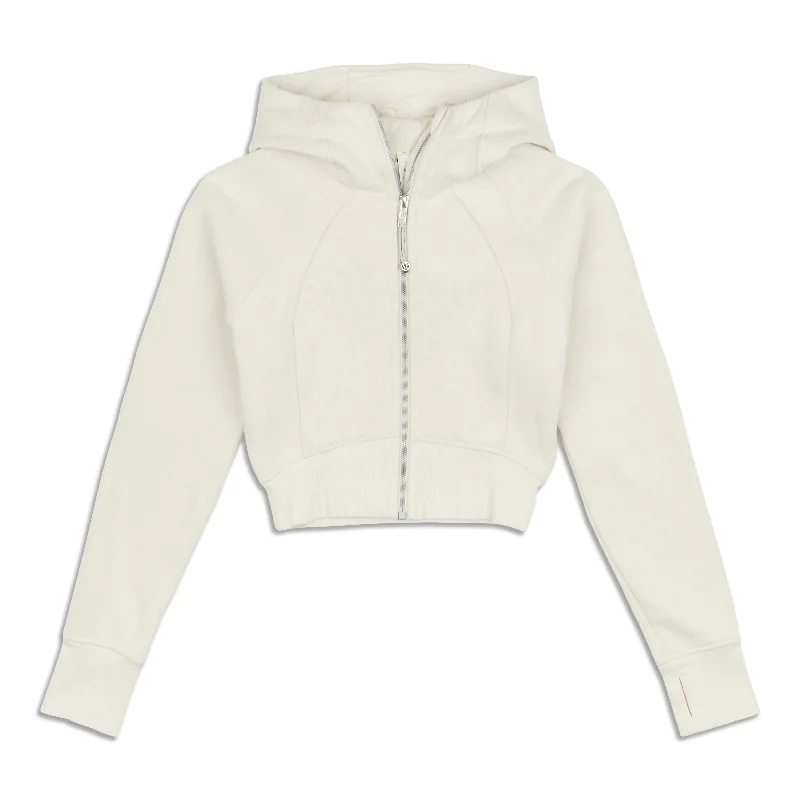 Scuba Full-Zip Cropped Hoodie - Resale Hoodie with Drawstring Waist Adjustable Fitted Scuba Full-Zip Cropped Hoodie - Resale Hoodie with Drawstring Waist Adjustable Fitted