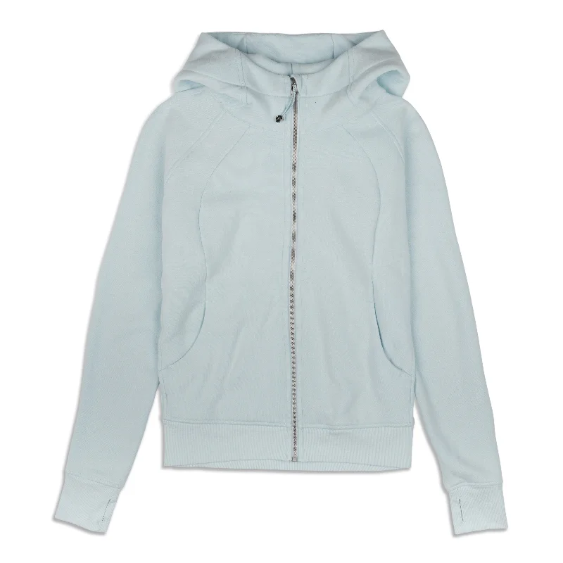 Scuba Full-Zip Hoodie - Resale Hoodie with Hem Lace Feminine Delicate