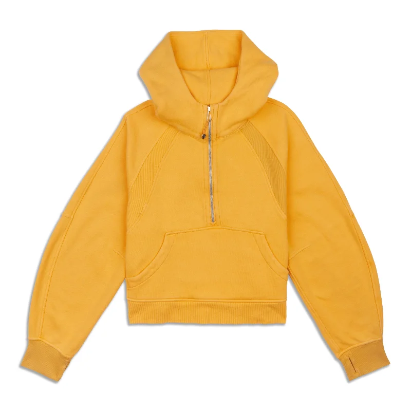 Scuba Oversized Half-Zip Hoodie Hoodie with Ribbed Hem Stretchable Secure