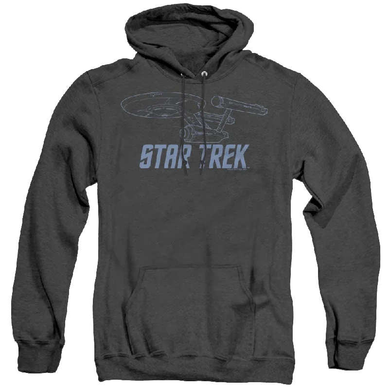 Star Trek The Original Series Enterprise Outline - Heather Pullover Hoodie