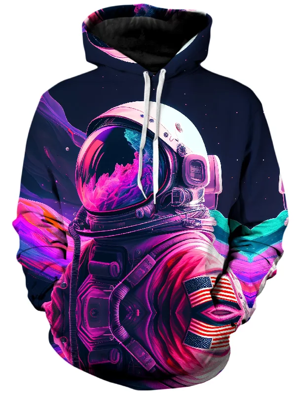 Synthwave Astronaut Unisex Hoodie Hoodie with Set-In Sleeves Structured Classic