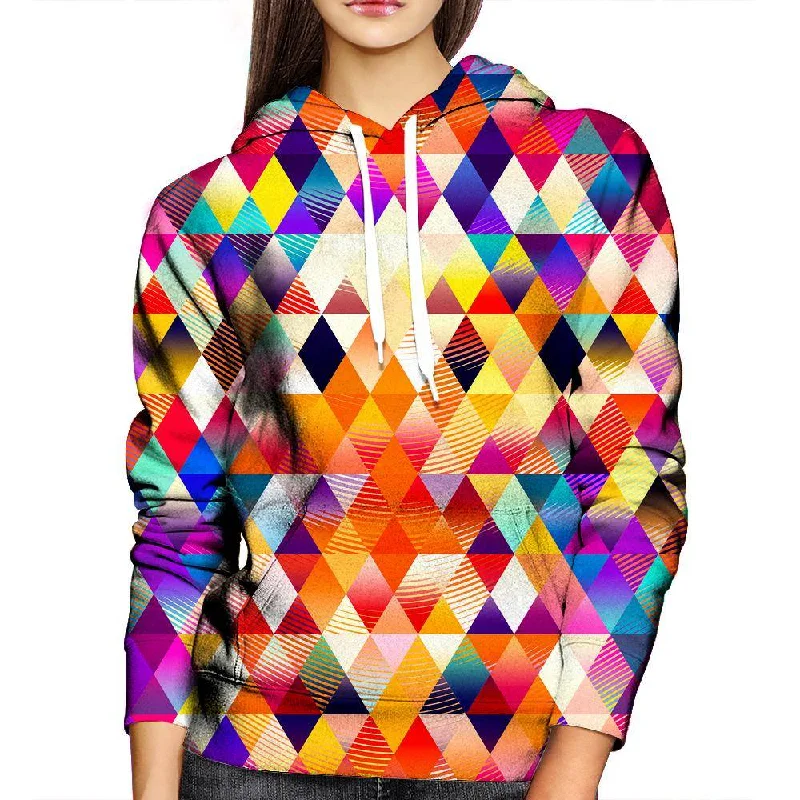 Triangles Womens Hoodie Hoodie with Hem Applique Textured Unique