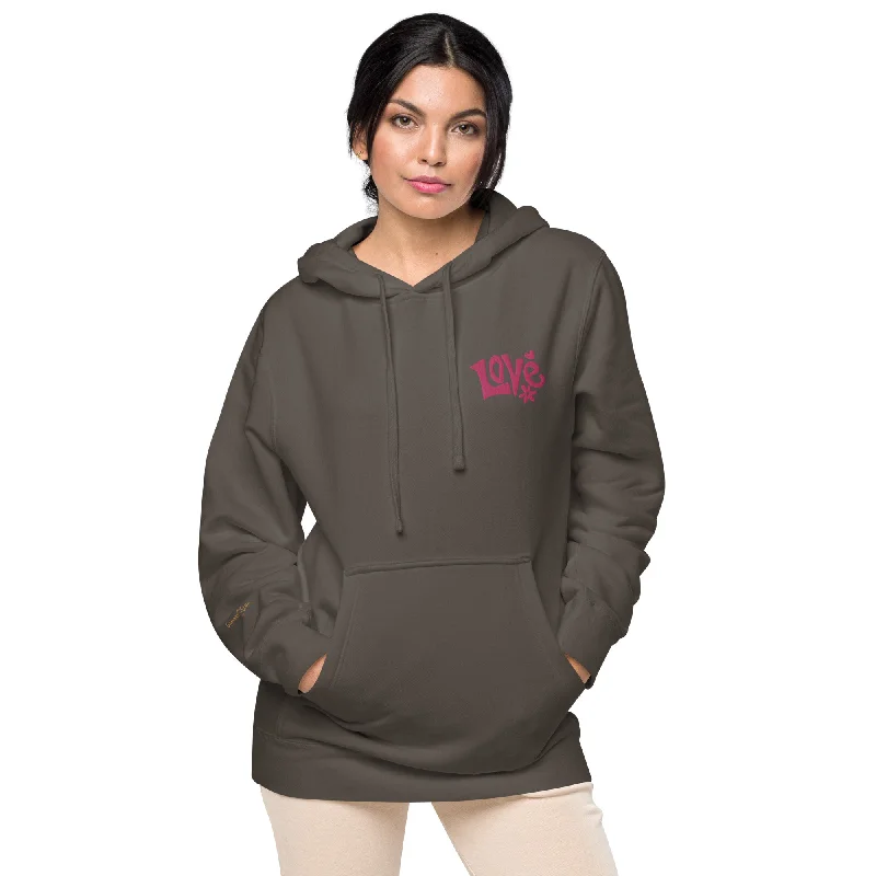 Retro Love Design Unisex Pigment-Dyed Hoodie Hoodie with Set-In Sleeves Structured Classic Retro Love Design Unisex Pigment-Dyed Hoodie Hoodie with Set-In Sleeves Structured Classic