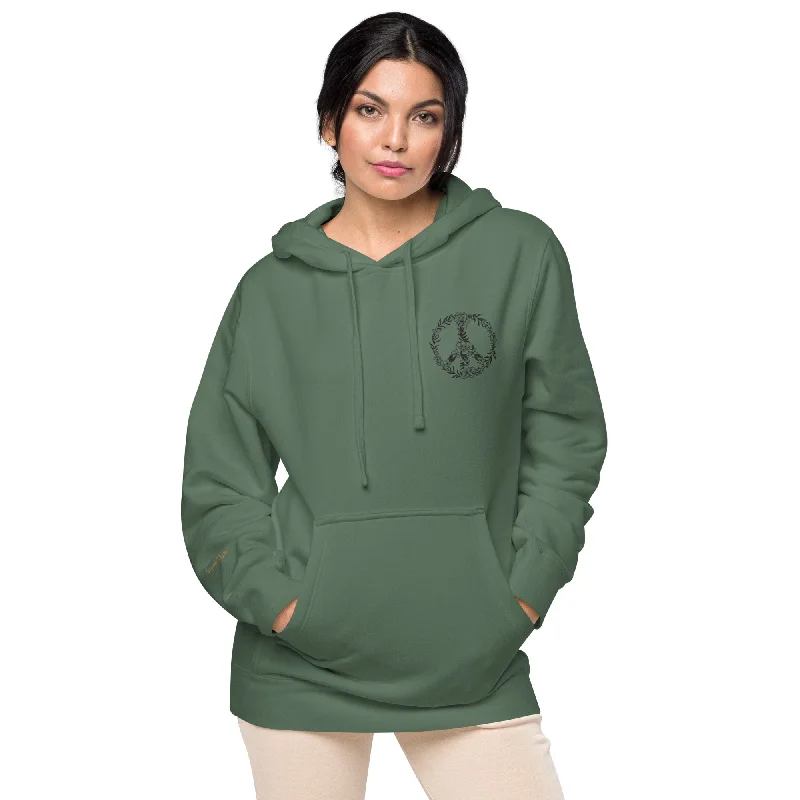 Floral Peace Sign Unisex Pigment-Dyed Hoodie Hoodie Crop Top Short Trendy