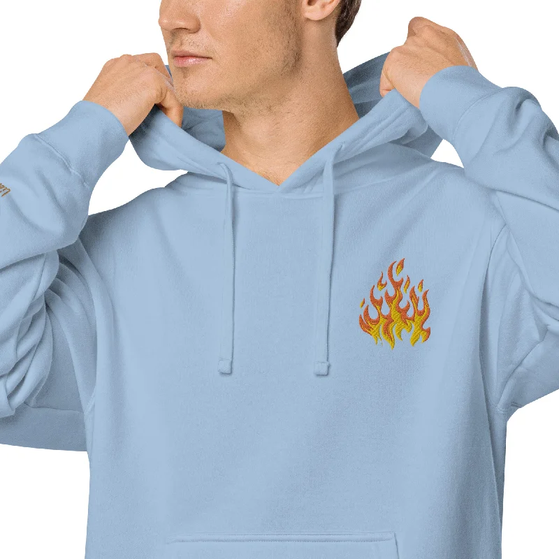 Flame Design Unisex Pigment-Dyed Hoodie Hoodie with Toggle Buttons Decorative Unique Flame Design Unisex Pigment-Dyed Hoodie Hoodie with Toggle Buttons Decorative Unique