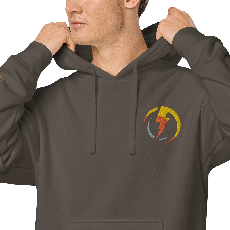 Lightning Bolt Design Unisex Pigment-Dyed Hoodie Hoodie with High Neck Warm Protective