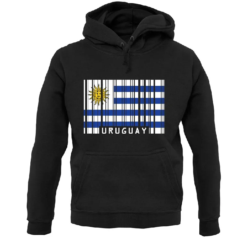 Uruguay Barcode Style Flag Unisex Hoodie Oversized Hoodie Comfort Casual