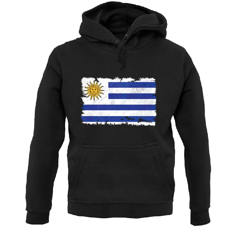 Uruguay Grunge Style Flag Unisex Hoodie Hoodie with Rhinestones Sparkly Elegant
