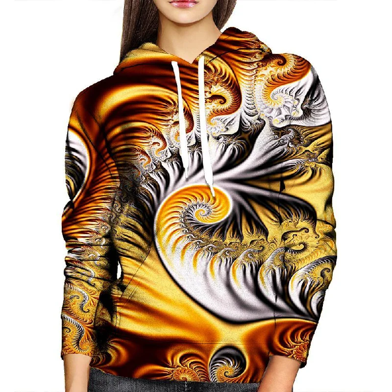 Yellow Fractal Womens Hoodie Hoodie with Hem Lace Feminine Delicate