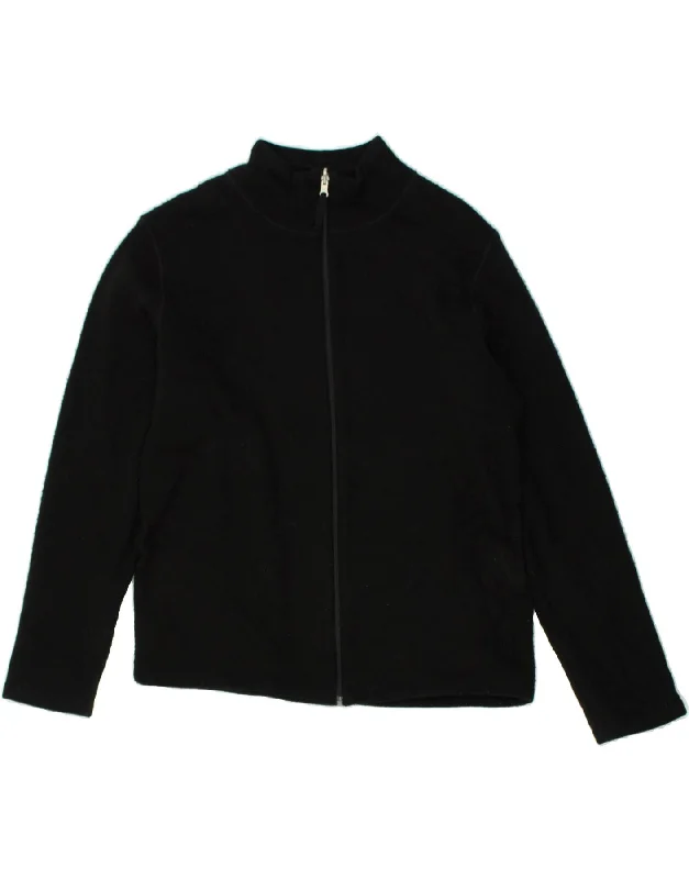 BENETTON Womens Loose Fit Cardigan Sweater IT 44 Medium Black Acrylic Collared Crew Neck Turtle Neck