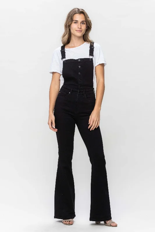 Black Tummy Control High Waist Retro Flare Overalls Judy Blue High-Neck Overall Dress Black Tummy Control High Waist Retro Flare Overalls Judy Blue High-Neck Overall Dress