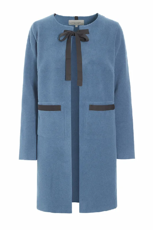 CARDIGAN - 7124 - DUSTY BLUE Mesh Blend Leather Blend Suede Blend