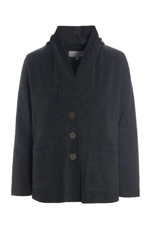 CARDIGAN - 7168 - SOFT BLACK Nylon Fabric Polyester Fabric Spandex Fabric