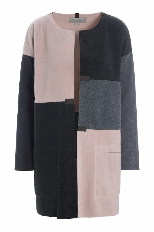 CARDIGAN PATCH - 7161 - GREY/NUDE/SB Wool Fabric Cashmere Fabric Tweed Fabric