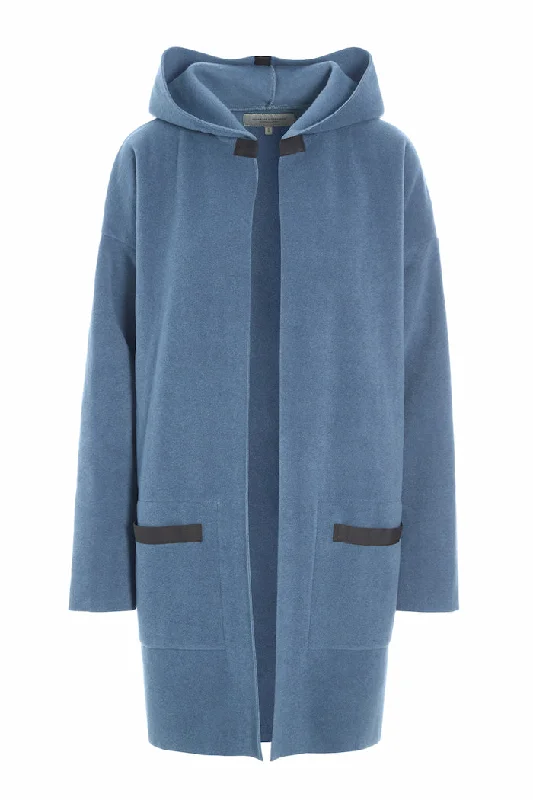 CARDIGAN WITH HOOD - 7118 - DUSTY BLUE Chenille Fabric Brocade Fabric Lace Fabric