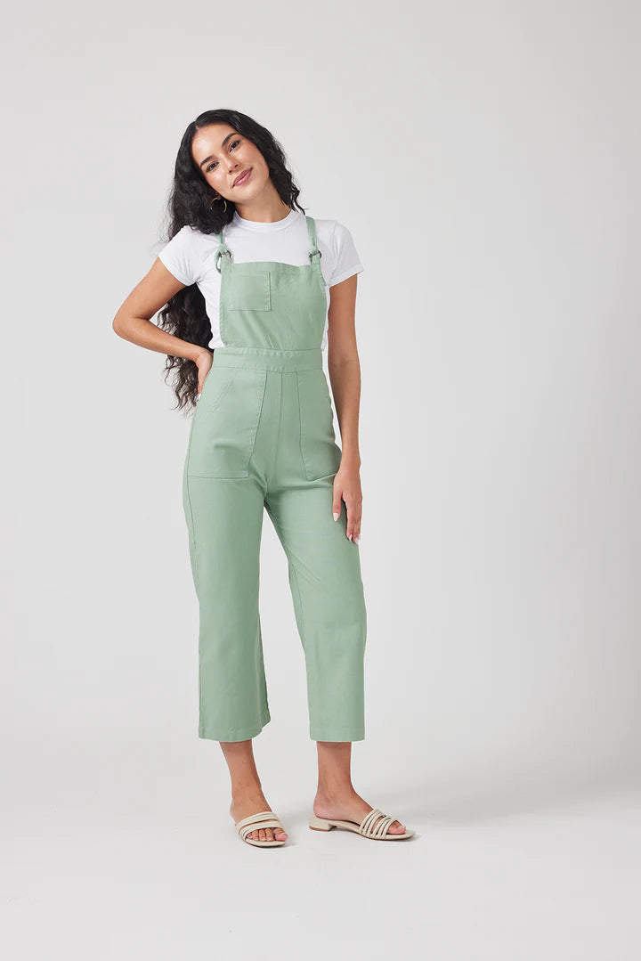 Cropped Overalls - Fern Patch Pocket Overalls