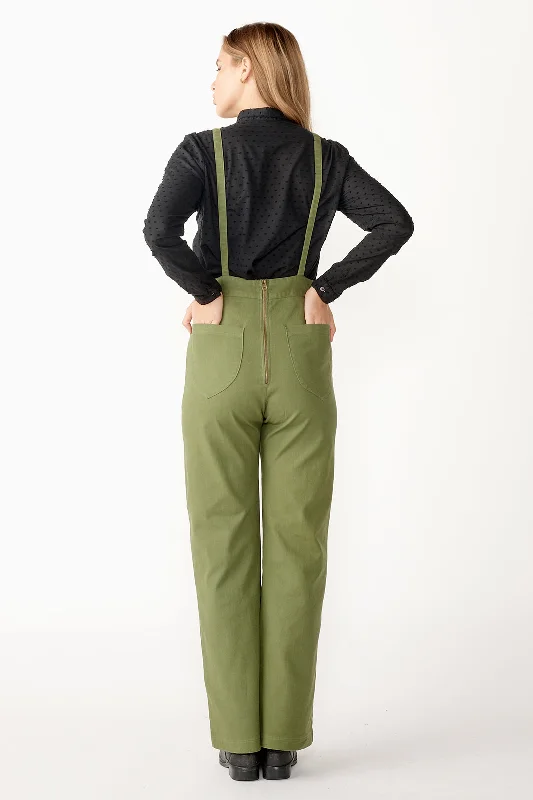 Stretch Denim Overalls - Olive Functional Cargo Overalls