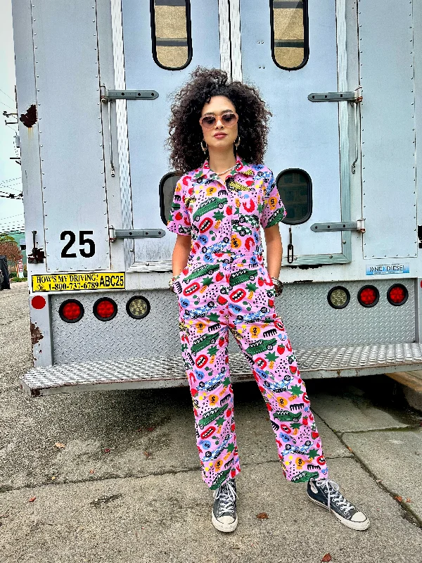 Poplin Coveralls Roll Out Baggy Street Overalls