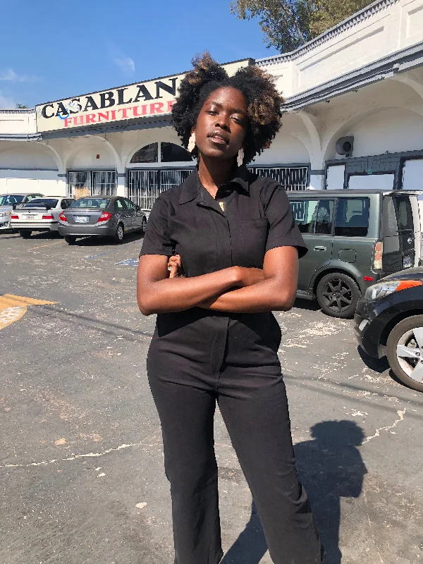 Twill Black Coveralls Edgy Black Overalls