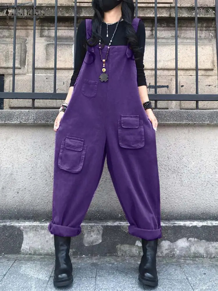 Fashion Women Jumpsuits Suspender Female Causal Loose Pocket Maxi Cargo Pants ZANZEA 2023 Spring Autumn Solid Rompers Overalls Classic Washed Denim Overalls Fashion Women Jumpsuits Suspender Female Causal Loose Pocket Maxi Cargo Pants ZANZEA 2023 Spring Autumn Solid Rompers Overalls Classic Washed Denim Overalls