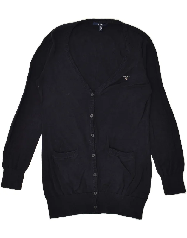 GANT Womens Cardigan Sweater UK 12 Medium Navy Blue Cotton Front Pockets Side Pockets Patch Pockets GANT Womens Cardigan Sweater UK 12 Medium Navy Blue Cotton Front Pockets Side Pockets Patch Pockets