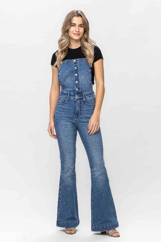Judy Blue High Waist Tummy Control Overalls Flare Medium Wash Relaxed Tencel Overalls Judy Blue High Waist Tummy Control Overalls Flare Medium Wash Relaxed Tencel Overalls