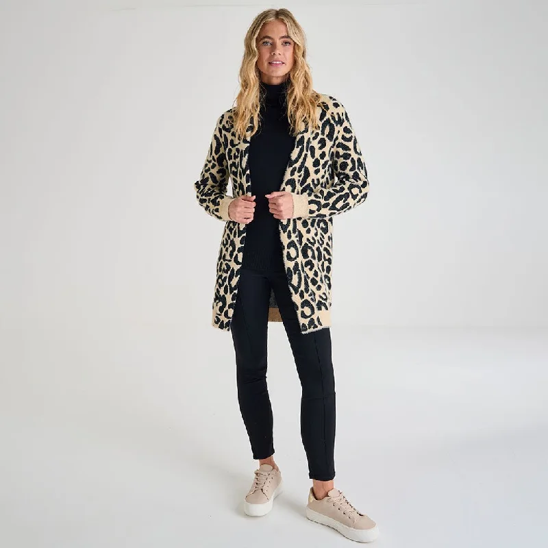 Ladies LeopardCardigan Sequined Glittery Shiny