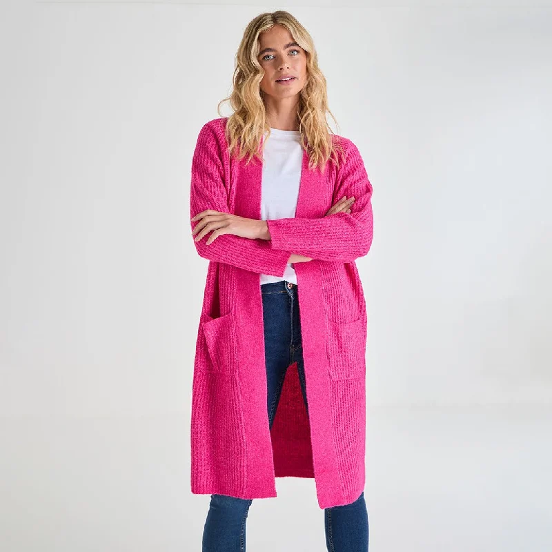 Ladies Longline Cardigan Tailored Straight A-Line