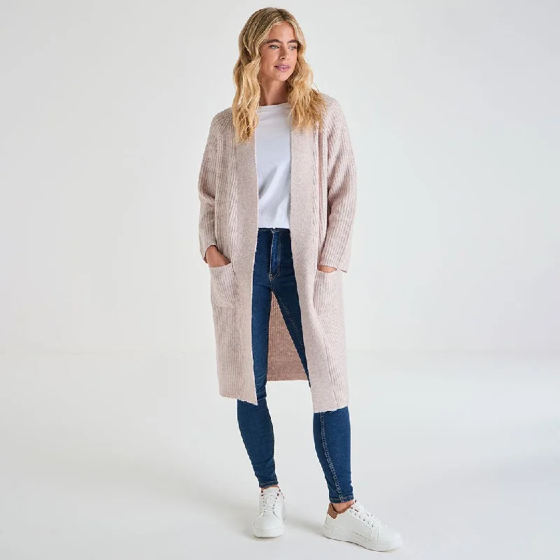 Ladies Longline Cardigan Hooded Caped Shawl Collar