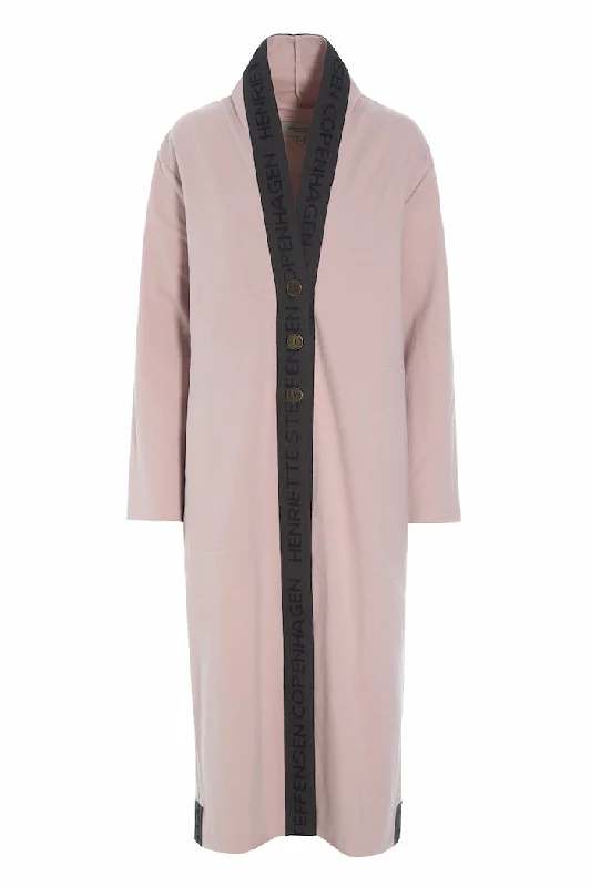 LONG CARDIGAN BRASS BUTTONS - 77003 - NUDE Terry Blend Velvet Blend Canvas Blend