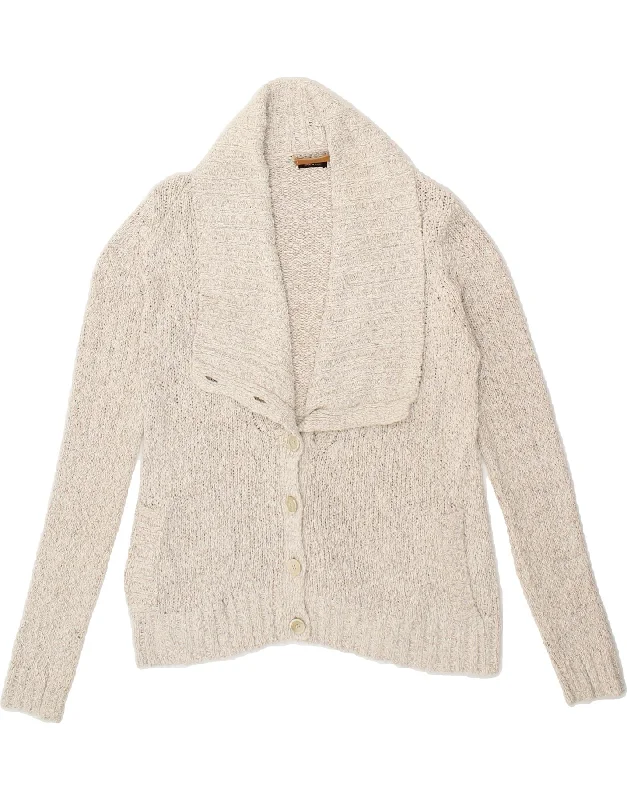 MASSIMO DUTTI Womens Cardigan Sweater UK 10 Small Beige Cotton Soft Cozy Warm