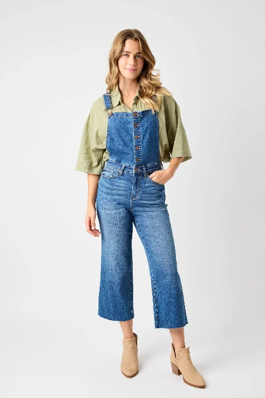 MEDIUM WASH HIGH WAIST CROPPED WIDE LEG OVERALLS DENIM JUDY BLUE Deep V-Neck Jumpsuit MEDIUM WASH HIGH WAIST CROPPED WIDE LEG OVERALLS DENIM JUDY BLUE Deep V-Neck Jumpsuit