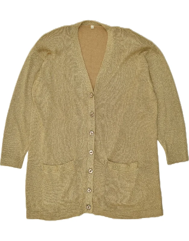 VINTAGE Womens Cardigan Sweater EU 42 Large Beige Cotton Knit Fabric Woven Fabric Fleece Fabric VINTAGE Womens Cardigan Sweater EU 42 Large Beige Cotton Knit Fabric Woven Fabric Fleece Fabric