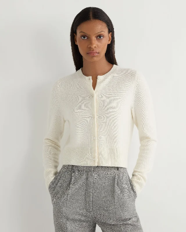 Women's Chunky Crop Cashmere Cardigan New Ivory White Cotton Fabric Linen Fabric Terry Fabric Women's Chunky Crop Cashmere Cardigan New Ivory White Cotton Fabric Linen Fabric Terry Fabric