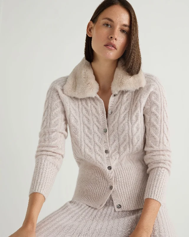 Women's Myla Fur Collar Cashmere Cardigan Frost White Satin Fabric Silk Fabric Chiffon Fabric Women's Myla Fur Collar Cashmere Cardigan Frost White Satin Fabric Silk Fabric Chiffon Fabric
