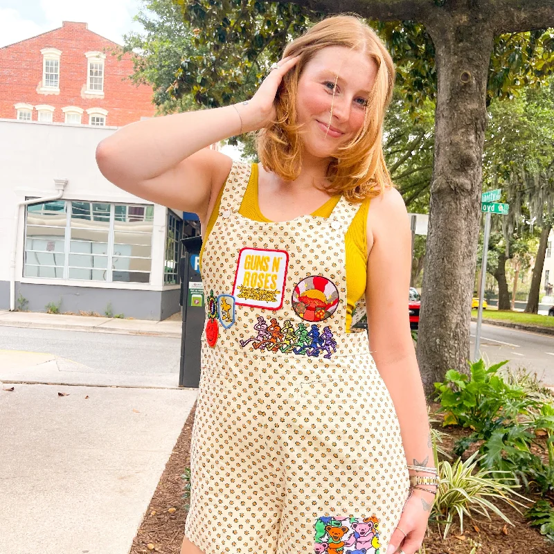 Short Daisy Overalls Playful Floral Overalls