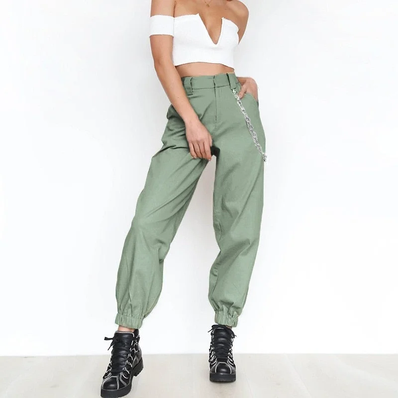 UIDEAZONE Camo Capris Women Loose Overalls Wide Leg Harem Pants Trousers Women Joggers Women Chain Hip Hop Pants Sweatpants Arm Rolled Hem Overalls