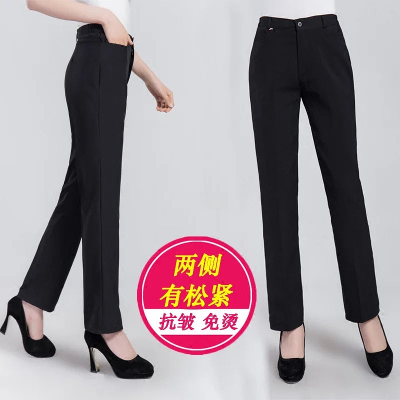 Work Pants Women's Summer Hotel Restaurant Waiter Overalls Straight Warm Fleece Overalls
