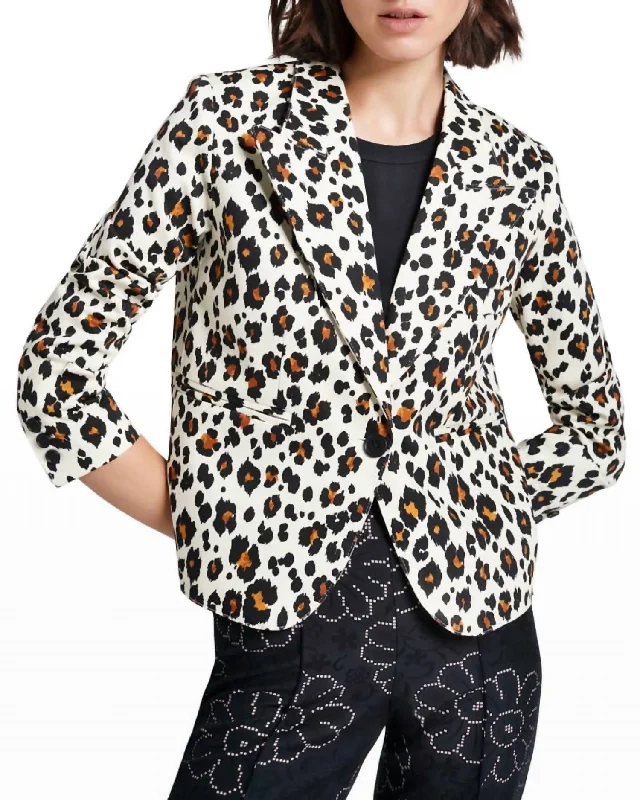 90's Shrunken Blazer In Leopard Women's Brand Blazer