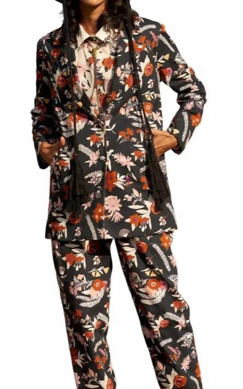 Alicia Blazer In Dusty Floral Black Women's Boutique Suit