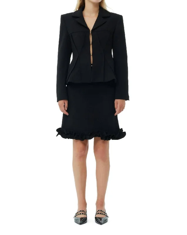 Bonded Crepe Fitted Blazer In Black Women's Warm Suit
