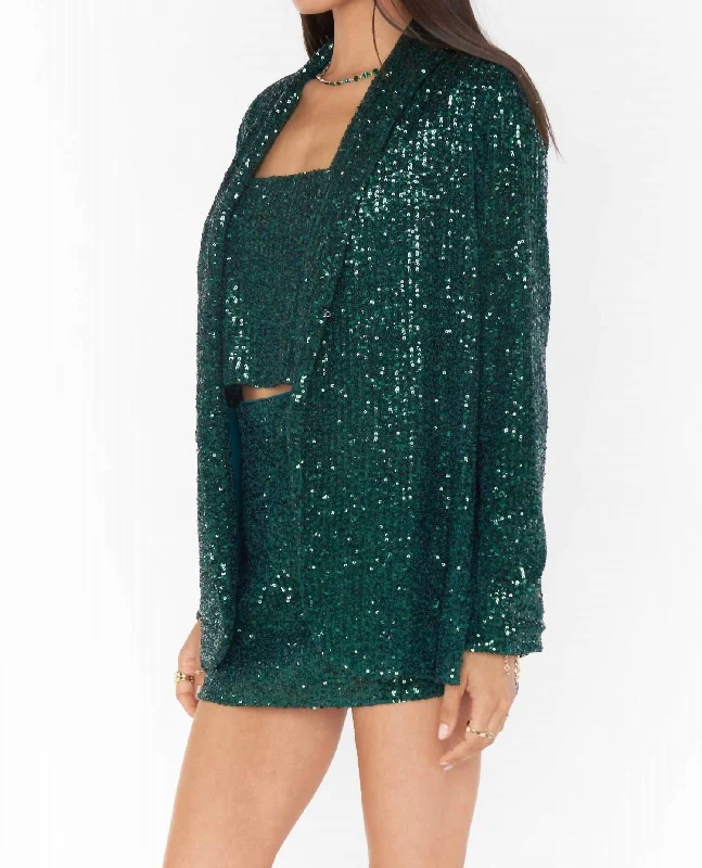 Dance Blazer In Emerald Sequin Women's Vintage Jacket