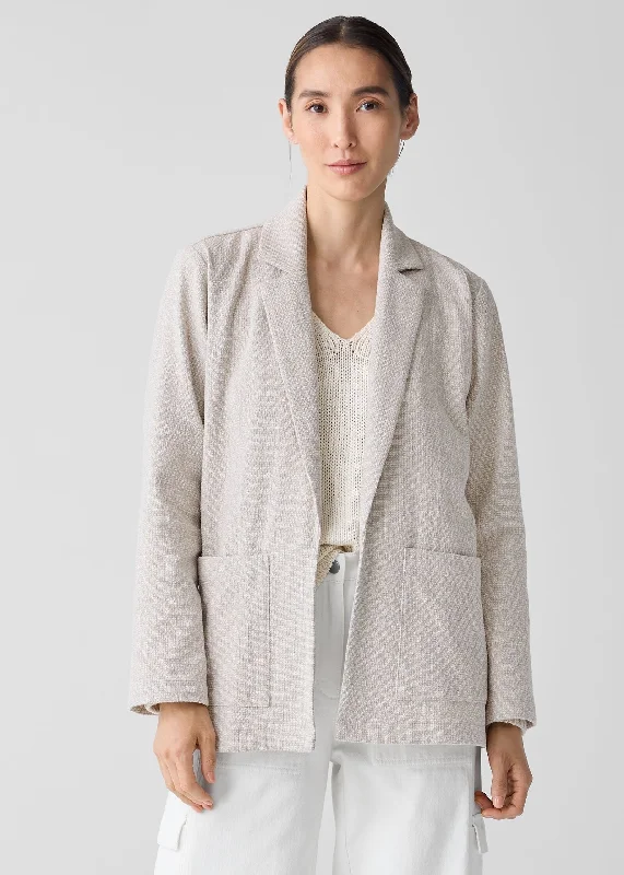 Eileen Fisher - Cotton Tweed Notch Collar Long Blazer -SALE Women's Long Blazer