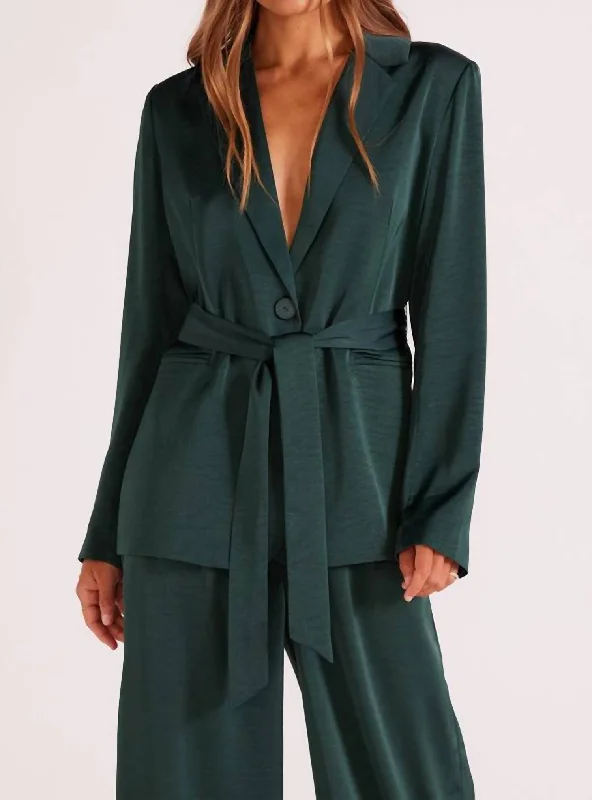 Erin Belted Blazer In Emerald Women's Fashion Blazer