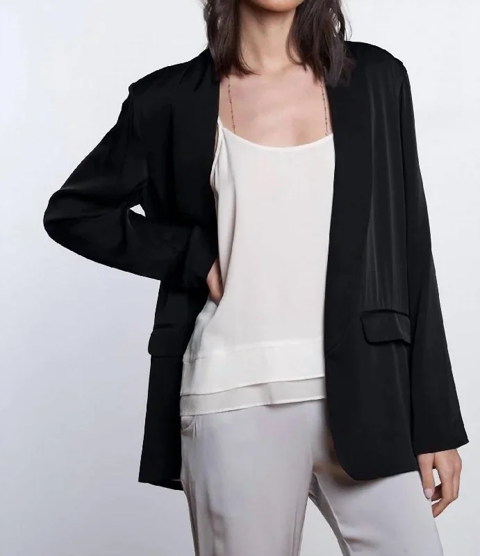 La Silk Blazer In Noir Women's Wedding Blazer